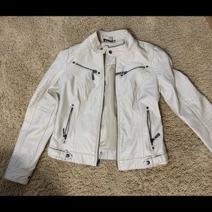 Cream leather moto jacket